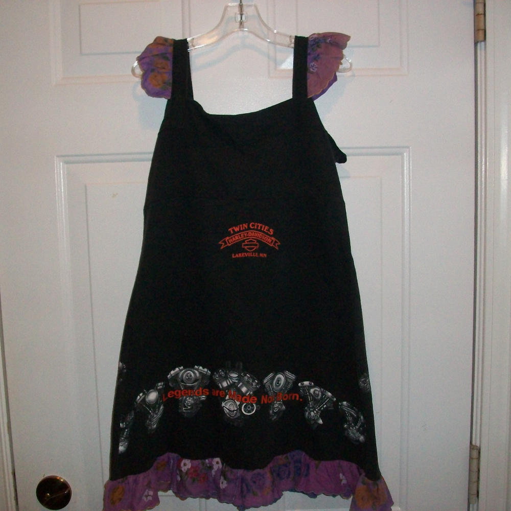 HARLEY BIKER T-SHIRT DRESS CLAUDE SIZE 12 (YOUTH) Designer Kids Wear Adorable